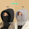 2 Pcs Set- Premium Winter Windproof Hat With Ear Flaps- Black+ Ash