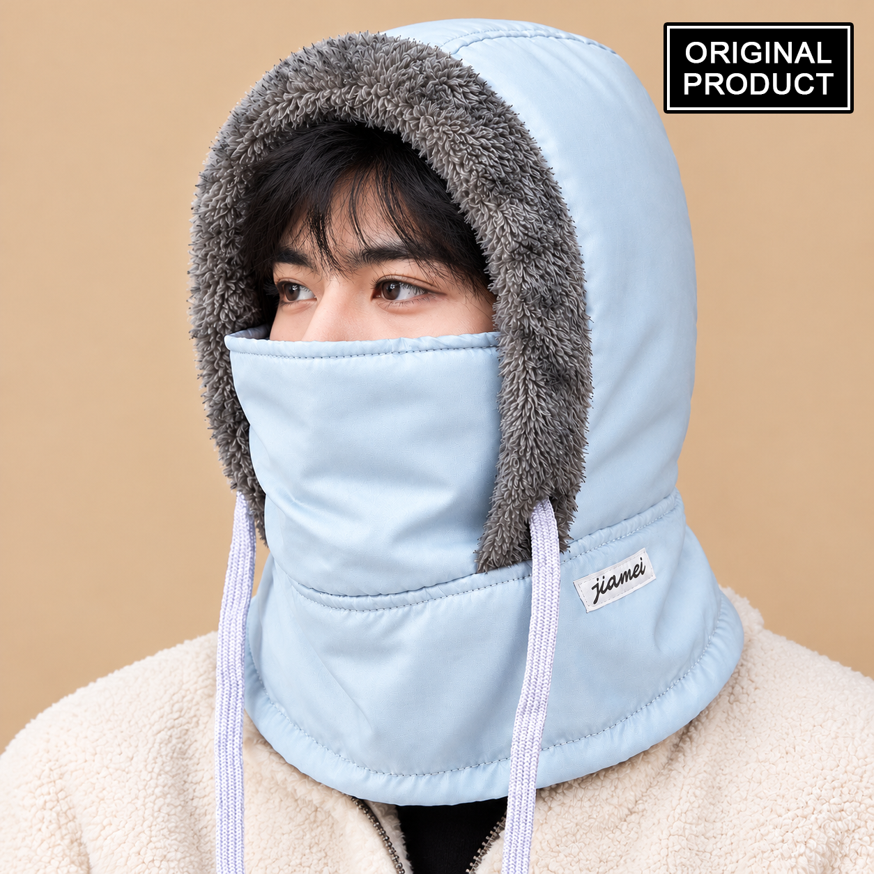 1 Pcs Set- Premium Winter Windproof Hat With Ear Flaps- Ash