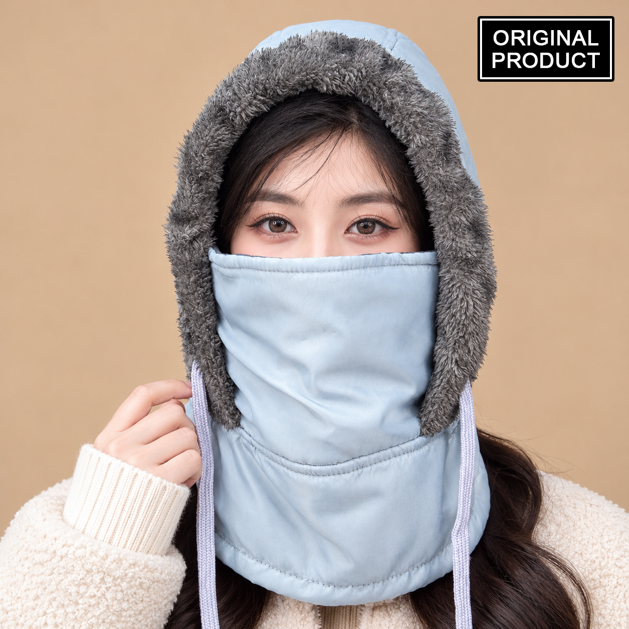 1 Pcs Set- Premium Winter Windproof Hat With Ear Flaps- Ash - Image 2