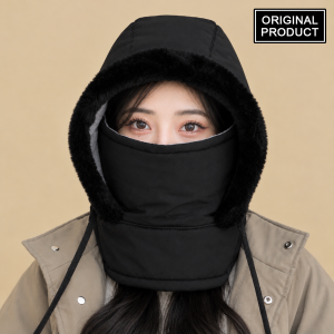 1 Pcs Set- Premium Winter Windproof Hat With Ear Flaps- Black - Image 2